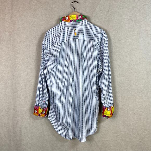 Robert Graham Mens Smoking Bulldog Button Up Shirt Size XL Flip Cuff Artsy Punk - Picture 12 of 15